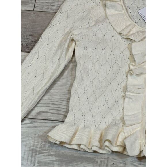 Jessica Simpson cream ruffled sweater size S - Picture 5 of 10